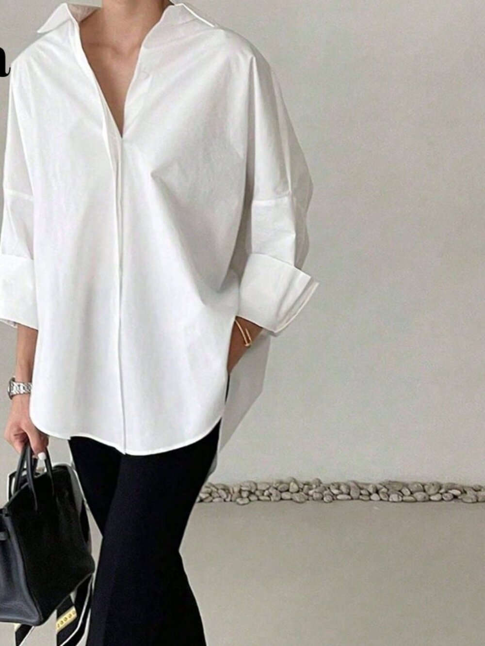 white Casual Women's Long-Sleeve Fit Blouse - Picture 3 of 6